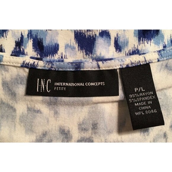 INC INTERNATIONAL CONCEPTS Cap Sleeve Pullover Top, Blue/White print, Size P/L - Picture 3 of 8